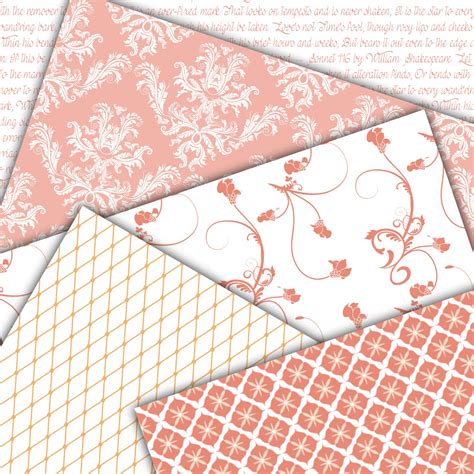 Pink Damask Digital Paper Pink Romance Printable Paper Pack Weddings