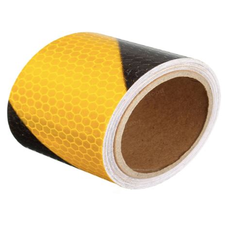 4 X 50m Black And Yellow Stripes Honeycomb Reflective Sticker