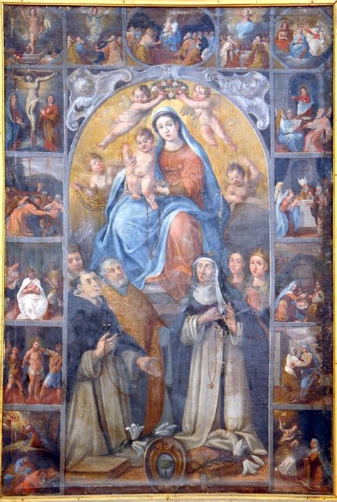 Ambito Romano Sec Xvii Madonna Del Rosario Con Santi E Misteri