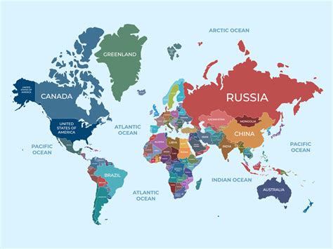 World Map with Countries Names 19762322 Vector Art at Vecteezy