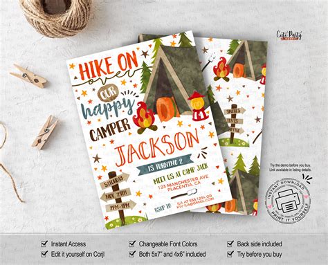 Camping Birthday Party Invitations Ubicaciondepersonas Cdmx Gob Mx