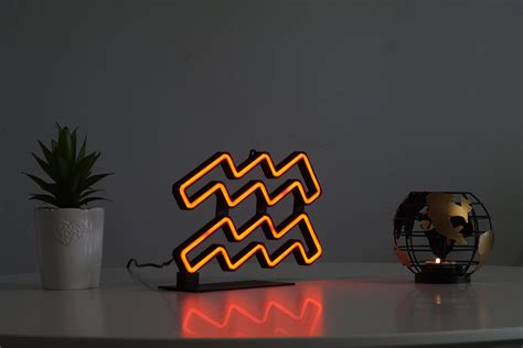 Aquarius Zodiac Neon Sign Real Photos Led Neon Horoscope Etsy