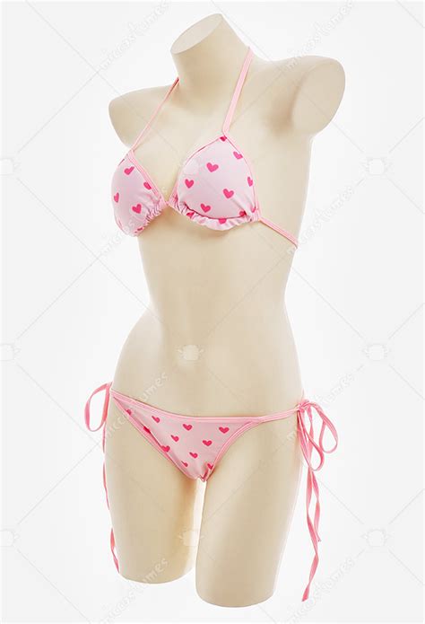 Women Two Piece Swimsuit Pink Heart Bikini Set Top Quality Swimwear For Sale