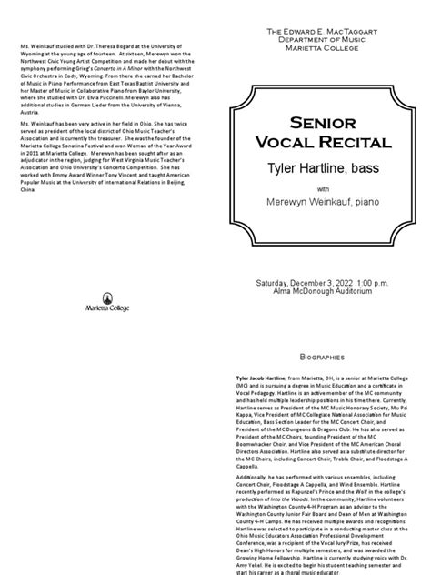 Tyler Hartline Vocal Recital Fl22 Download Free Pdf Choir