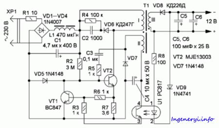 Блок питания для светодиодной лампы » Портал инженера Basic Electronic ...