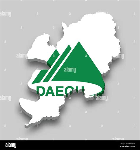 D Isometric Map Of Daegu Is A Region Of South Korea With National Flag