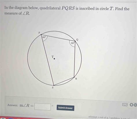 diagram  quadrilateral pqrs  inscribed  circle  find