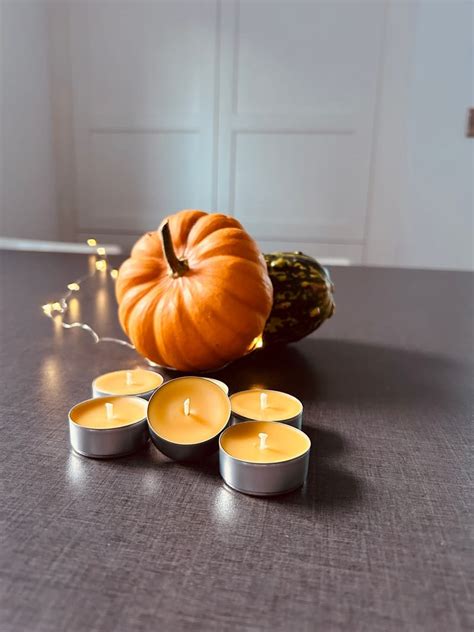 Spiced Pumpkin Pure Beeswax Tealight Candles Set Of Beeswax