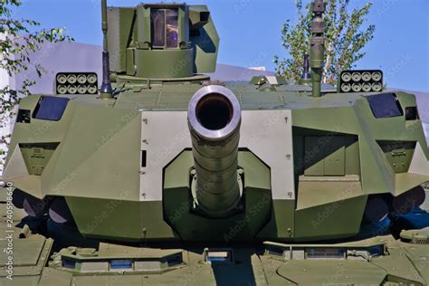 The T Armata Main Battle Tank The Trunk Of The Tank Is Aimed