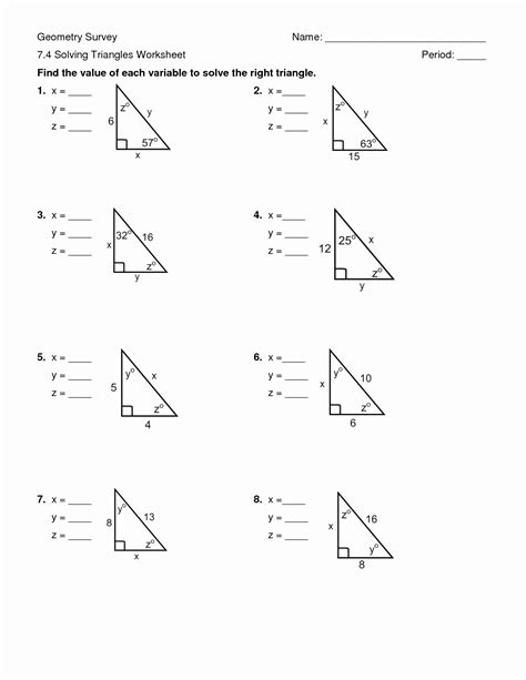 50 Special Right Triangles Worksheet – Chessmuseum Template Library