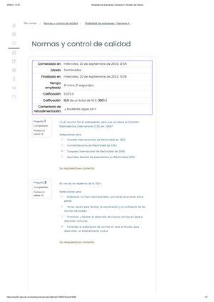 Normas Y Control De Calidad Modalidad De Ex Menes Semana Normas Y