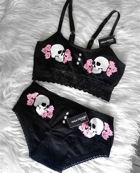 Lingerie Skull Roses Goth Gothic Clothing Gothic Etsy Australia