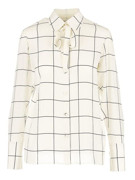 Valentino Silk Windowpane Print Shirt Modesens