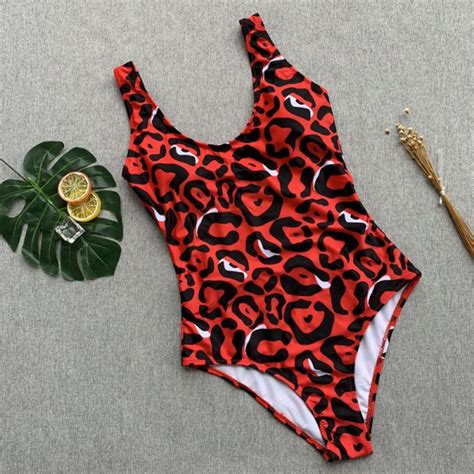 Купальник сплошной AliExpress Leopard swimwear women swimsuit brazilian thong bikini 2019