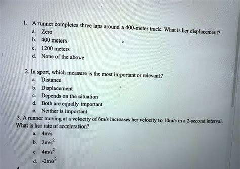 SOLVED A Runner Completes Three Laps Around 400 Meter Track Zero What