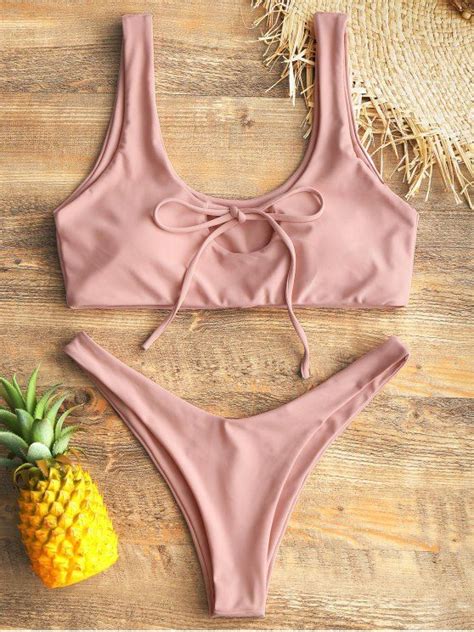 This Super Gorgeous Two Piece Bikini Features A Scoop Collar Top With