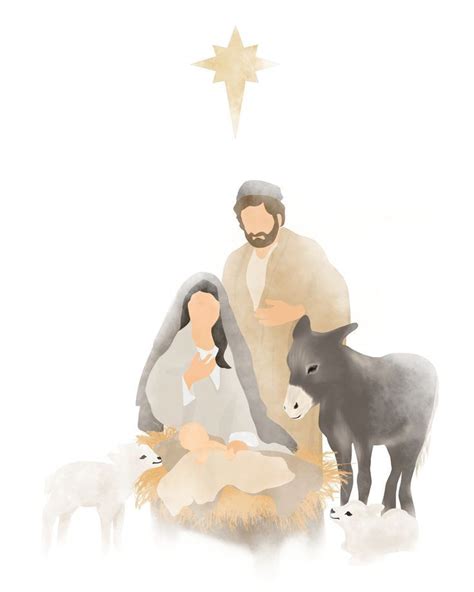 Nativity Scene Art, Christmas Digital Download, Christmas Decor ...