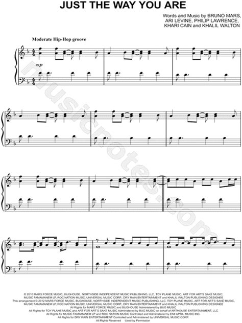 Just The Way You Are Bruno Mars Sheet Music