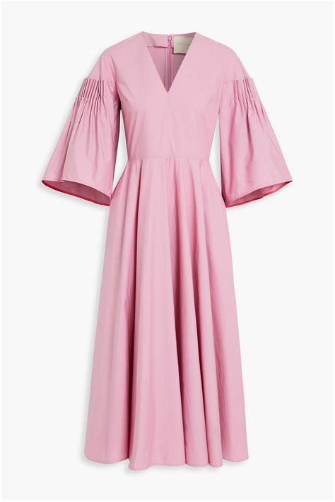 Roksanda Gathered Cotton Poplin Midi Dress The Outnet