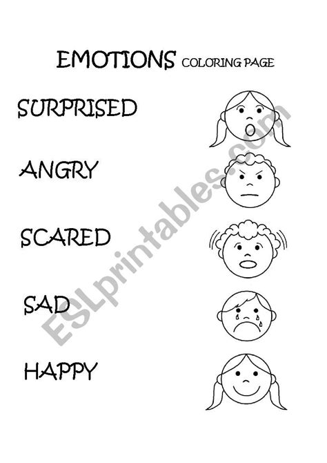 Emotions And Feelings Coloring Page Esl Worksheet By Dschoenfeld Feelings And Emotions