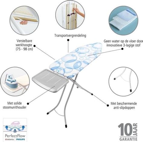 Brabantia Perfect Flow Strijkplank C Met Stoomunithouder 124 X 45 Cm