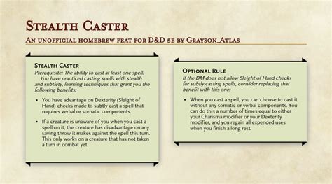 Stealth Caster - A Sneaky Feat for Spellcasters - UnearthedArcana Dungeons And Dragons Homebrew ...