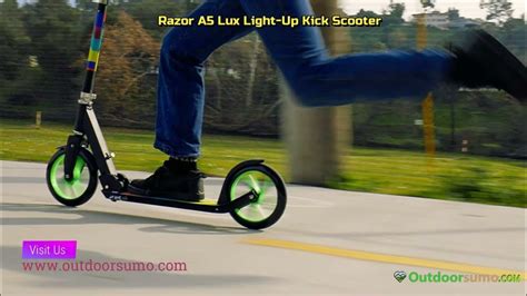 Razor A5 Lux Light Up Kick Scooter Lighted Large Wheels Folding Scooter For Riders Up To 220 Lbs