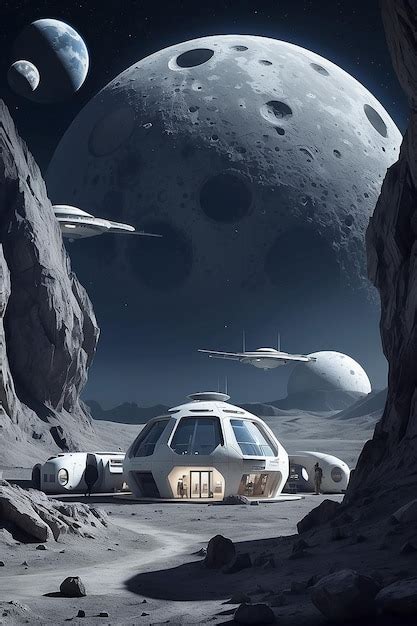 Premium Photo A Lunar Base With Domed Habitats And Futuristic Space