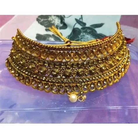 Golden Wedding Wear Brass Imitation Necklace Packaging Type Box At Rs