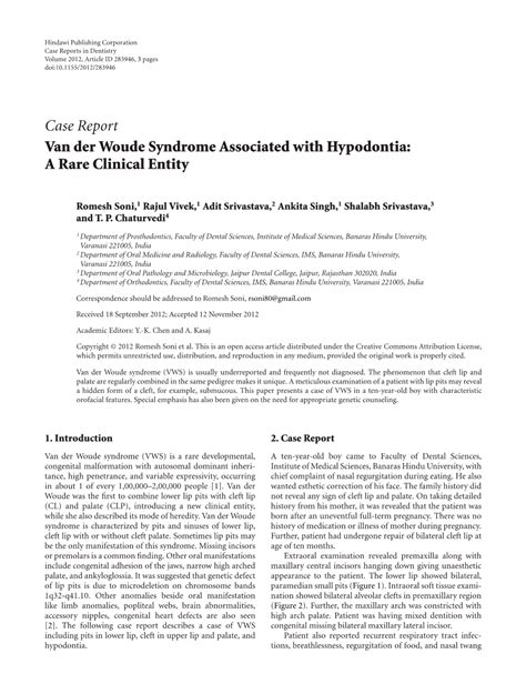 Van Der Woude Syndrome Associated With Hypodontia A Rare Clinical