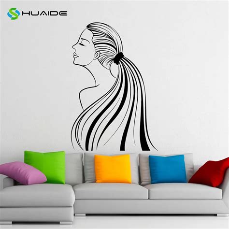 Beauty Salon Hair Decal Wall Sticker Fashion Styling Sexy Girl Interior