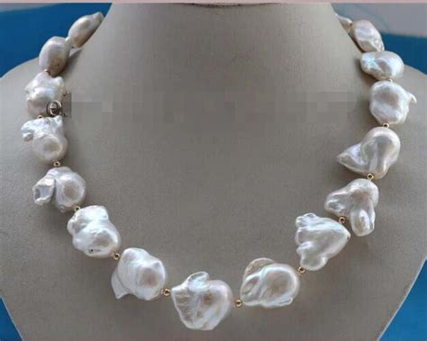 Genuine Natural Mm White Baroque Reborn Keshi Pearl Necklace Kgp