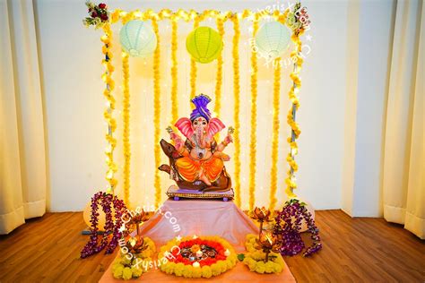 Ganpati Marigold Flower Decor For Ganesh Chaturthi Stage Decoration