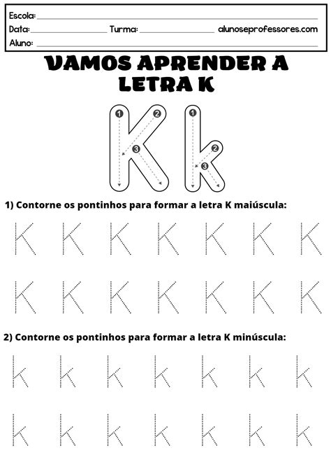 Atividades A Letra K Para Imprimir Alunos E Professores