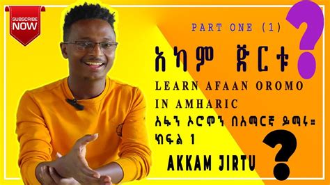 Learn Afan Oromo In Amharic Part 1 አፋን ኦሮሞን በአማርኛ ይማሩ። ክፍል 1 Akkam Jirtu Youtube