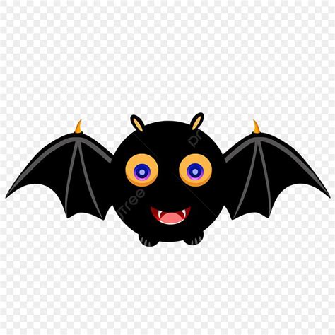 a black bat with yellow eyes and large wings on transparent background ...