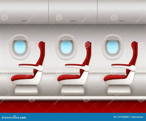 Airplane Salon Interior With Passenger Red Seats Stock Vector Illustration Of Baggage Inside