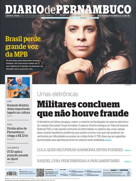 Capa Diario De Pernambuco Segunda 12 De Outubro De 2020