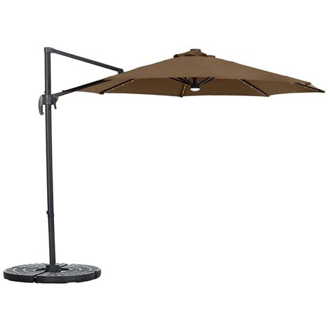 Ovastlkuy Ft Solar Led Patio Cantilever Umbrella With Crank In