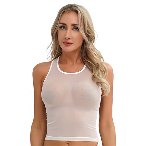 Alvivi Women See Through Boob Camisole Tanks Mesh Transparent Lingerie