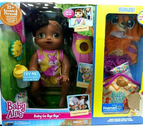 New Baby Alive Baby Go Bye Bye African American Doll Bonus English