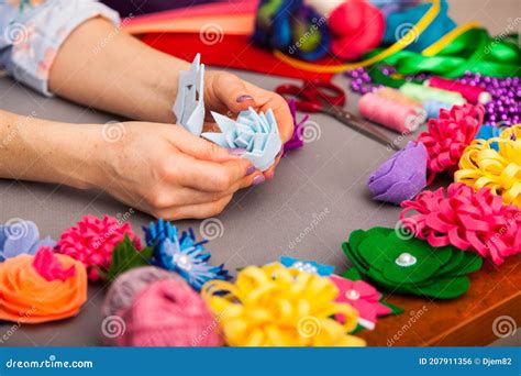 Woman Modelling Artificial Flower from Clay Stock Photo - Image of ...