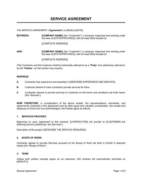 Professional Service Agreement Template