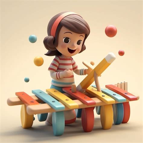 Premium Ai Image Cartoon Xylophone 3d