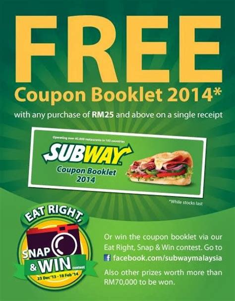 FREE COUPON BOOKLET 2014 AT SUBWAY Get FREE Subway Coupon Booklet 2014 ...