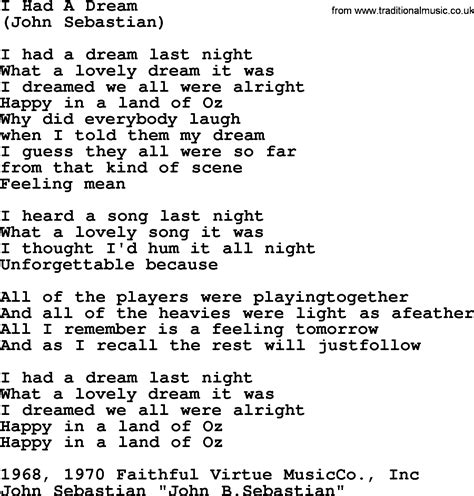 I Had A Dream, by The Byrds - lyrics with pdf