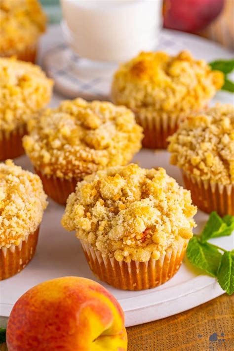 Fresh Peach Muffins Recipe With Crumble Topping