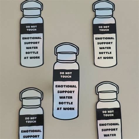 Emotional Support Water Bottle At Work Vinyl Holographic Sticker Water