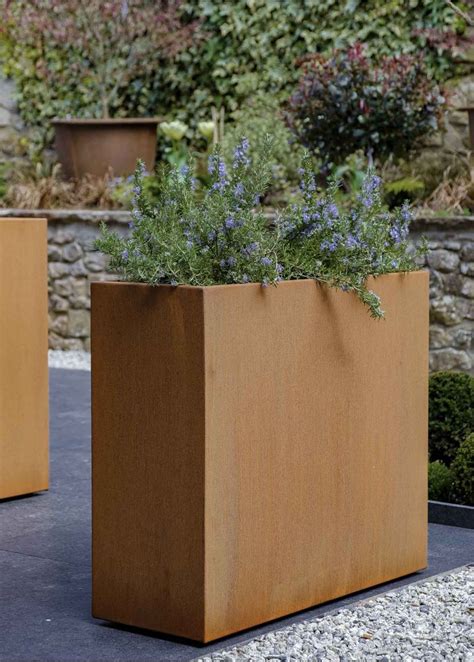 High Rectangle Planter In Corten Steel Tall Slim Corten Garden Planters