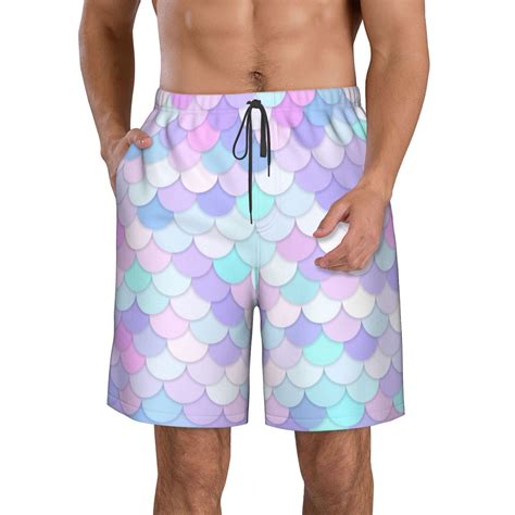 Lukts Rainbow Scales Mens Swim Trunks Quick Dry Swim Shorts With Funny